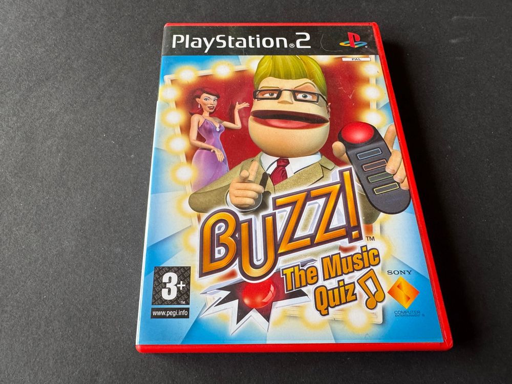 BUZZ! Le Quiz Musical PS2 - Complet Avec 4 Manettes BUZZ - Jeu PAL FR - Très Bon état