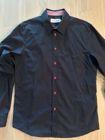 Hemd - PIER ONE, M, blau, rote Knöpfe - TOP
