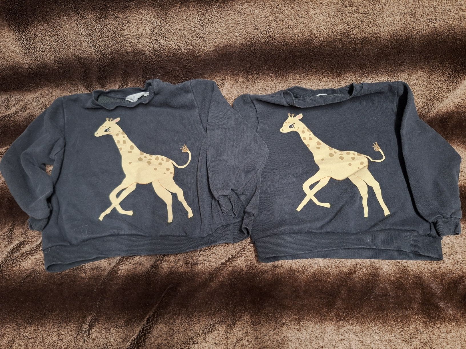 H&M Pulls et sweat-shirts: 2x Gr.110/116 H&M Pullover Giraffe Zwillingsmädchen  – D'occasion à Reiden par eneiba