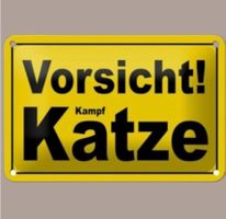 🔥 VORSICHT KAMPF KATZE Blechschild 🎀 12x18cm OVP 🔥