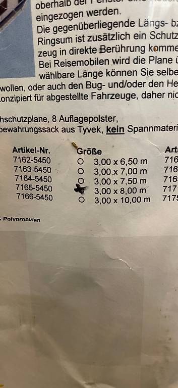 Sonstiges: Dachsutzplane / Abdeckplane für Wohnwagen oder Wohnmobil – Gebraucht aus Kappelen von Gere28 1