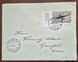 Sonderflug 20. IX. 44, frankiert mit Flugpost Nr. 40, lesen!