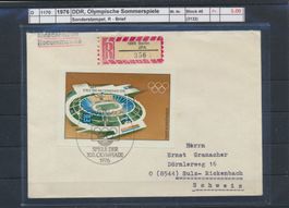1976 DDR, Olympische Sommerspiele - Block, R - Bedarfsbrief