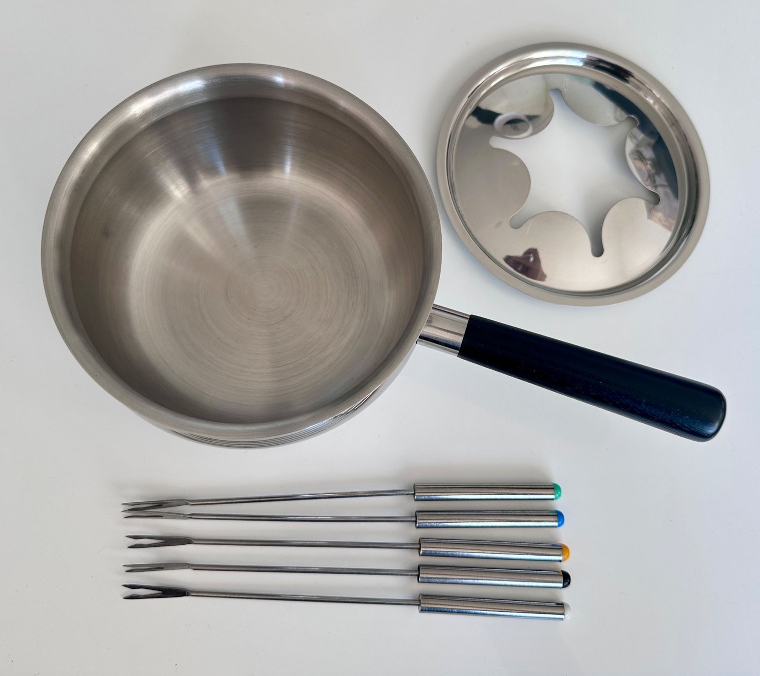 Elettrodomestici da cucina: Fleisch Fondue Set Caquelon Rechaud u Gabeln Bourguignon – Usato da Rickenbach b. Wil venduto da sunneschii_ 4