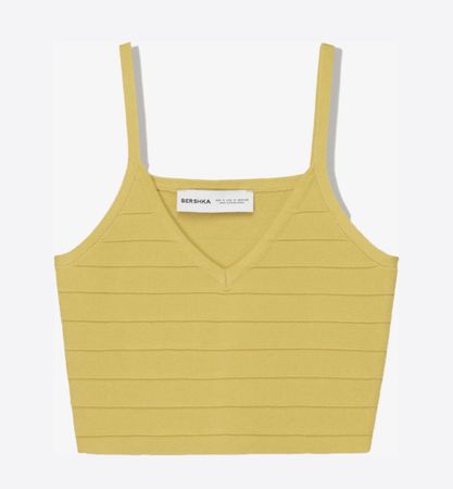 Crop Top Bershka gelb gerippt Grösse L guter Zustand