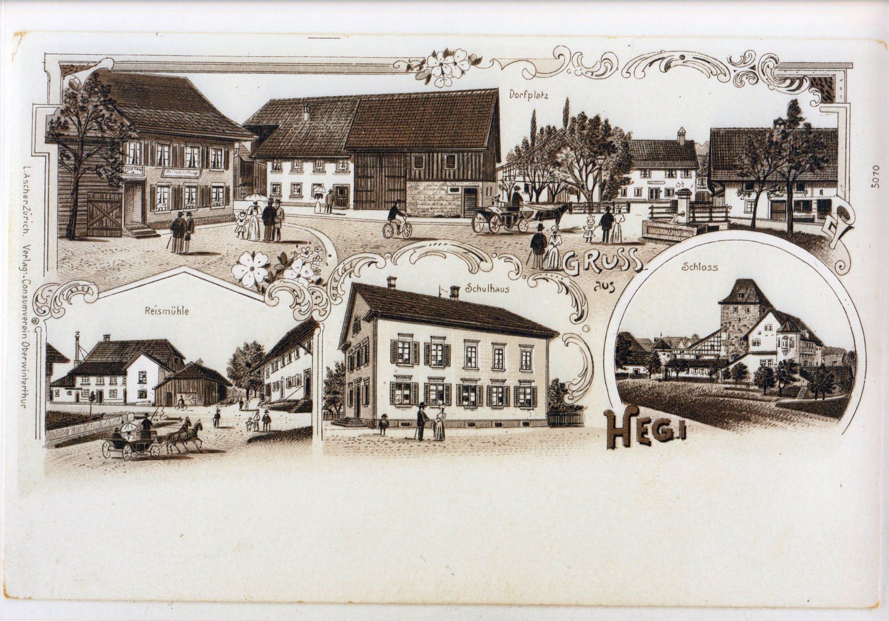 Cartoline postali: Gruss aus Hegi - (um 1900) – Usato da Fällanden venduto da Blausegelfliege
