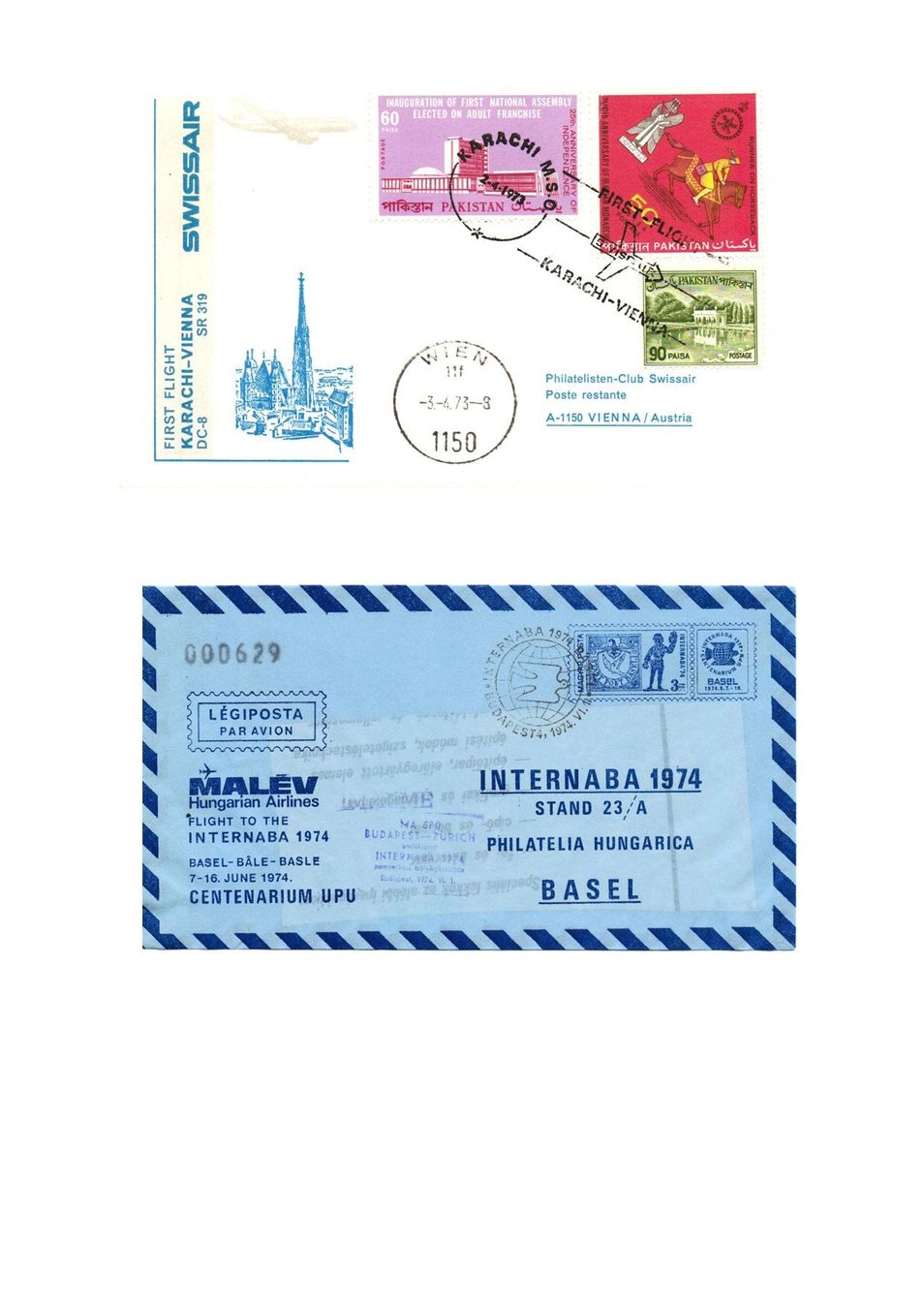 Buste & buste per spedizione: Nveloppe premier vol et commémoratif – Usato da Petit-Lancy venduto da Pimose 3