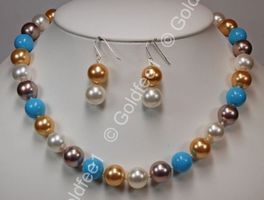 South Sea Muschelkernperlen Set 925 Silber