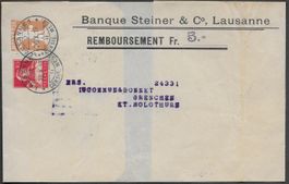 1919 Bank Streifband MISCH-Frankatur Werteindruck o ab 1.-