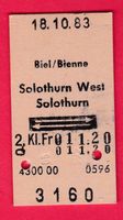 KARTON BILLETT, BIEL/BIENNE - SOLOTHURN, 2.KLASSE, RETOUR