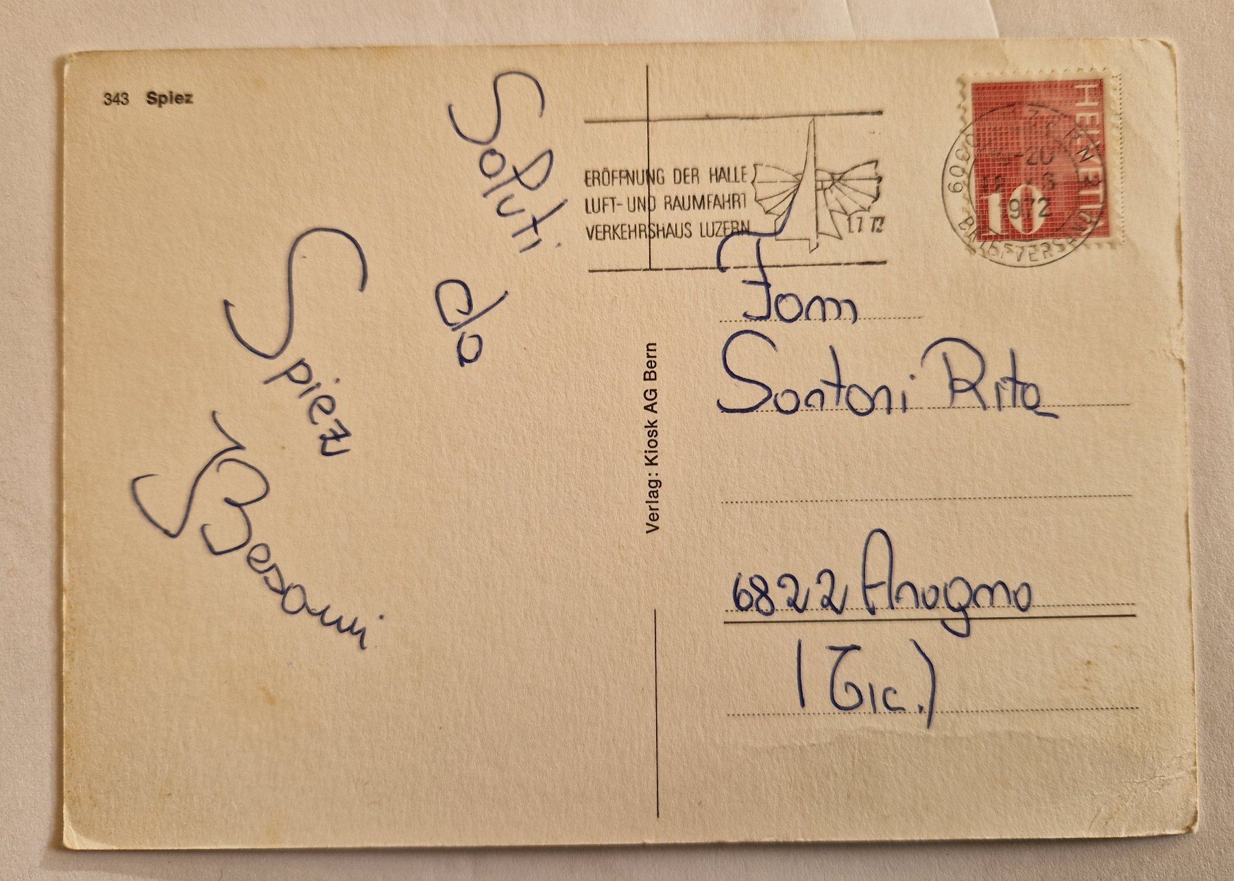 Ansichtskarten: Spiez am Thunersee 1972 – Gebraucht aus Melchnau von Arthurius 1