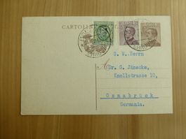 Italien, Ganzsache mir Zusatz Marken, nach Osnabrück 1929