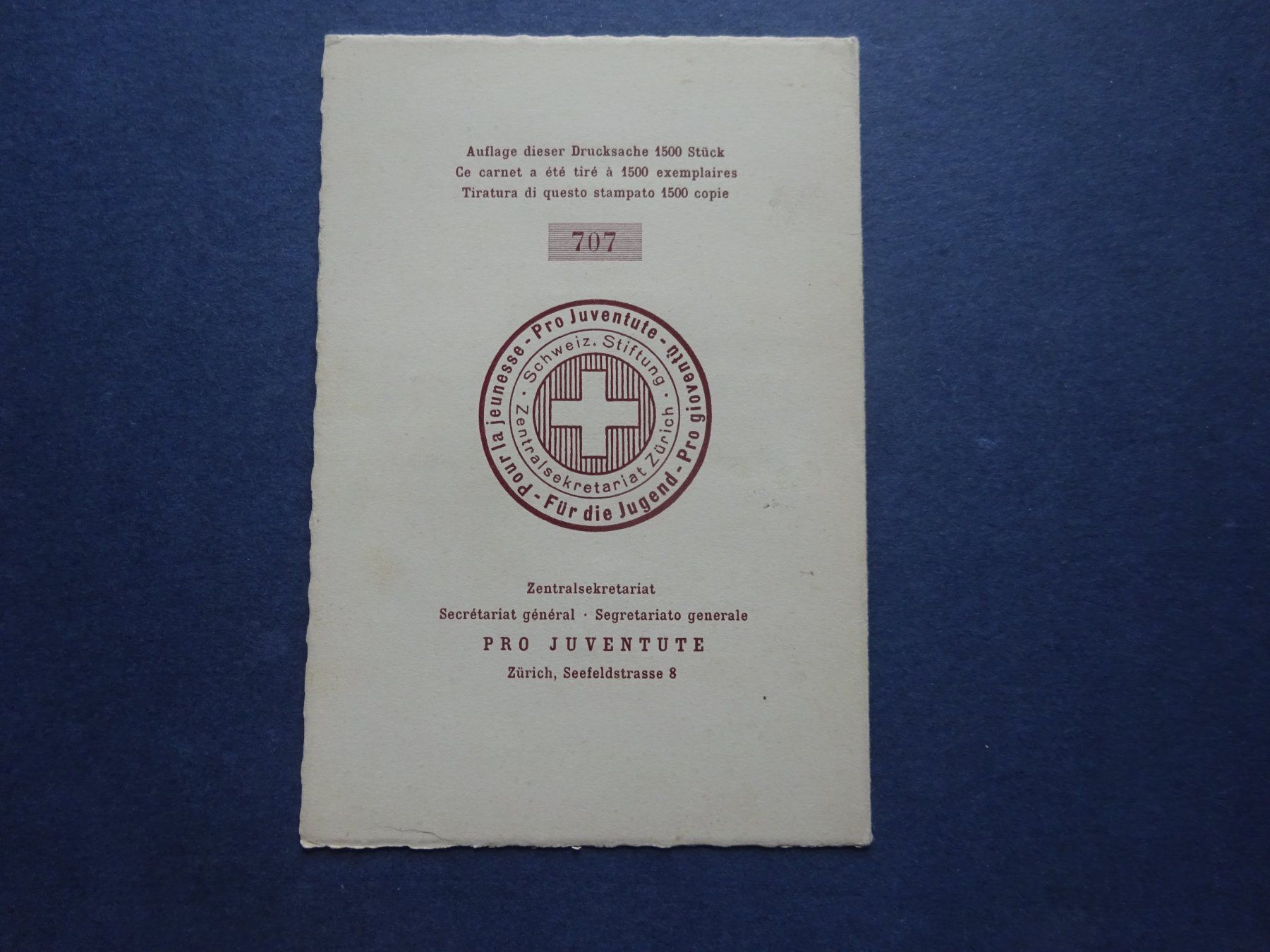 Tutti i francobolli: 1954 Pro Juventute Geschenk Folder, kleine Auflage – Usato da Appenzell-Steinegg venduto da adi1975 1