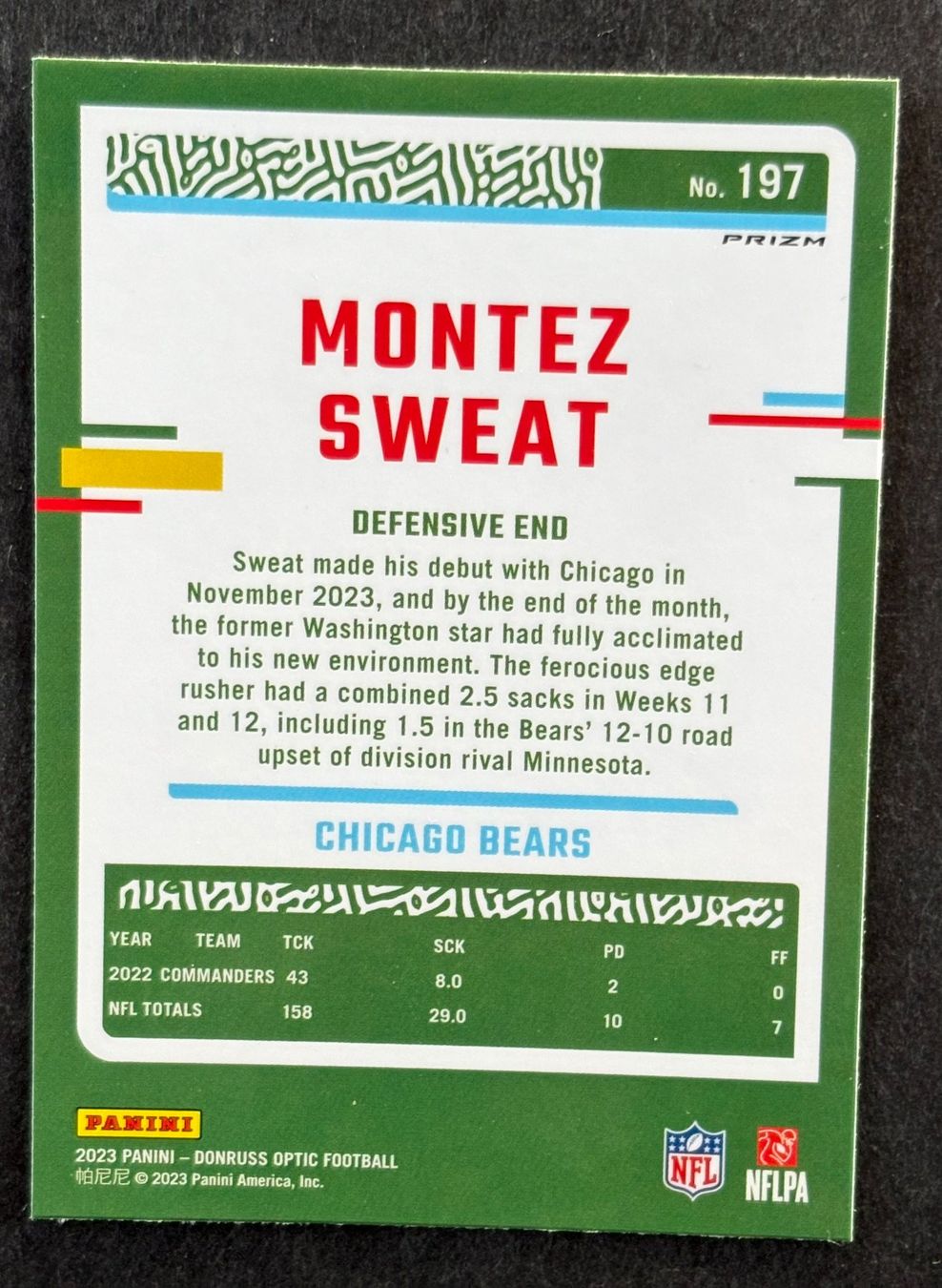 Panini Carte collezionabili: NFL MONTEZ SWEAT – Usato da Ostermundigen venduto da Wyatt-Earp 1