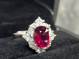 Rubellite Turmalin Ring, 925 Silber, Grösse verstellbar NEU