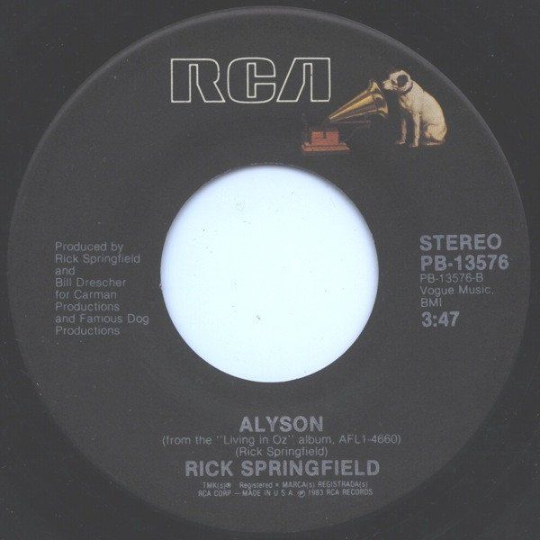 Vinyles: Springfield Rick: Human Touch / Alyson 7" – D'occasion à Steinhausen par Vilivinili 1