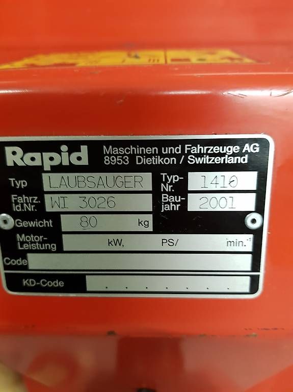 Toutes les machines: Laubsauger Rapid Typ 1410 – D'occasion à Pfaffnau par held1889 4
