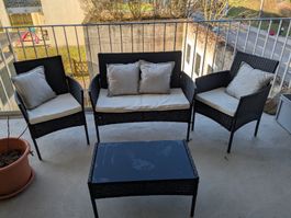 Garten-/ Balkonlounge Set: 1x Sofa, 2x Sessel, 1x Tisch