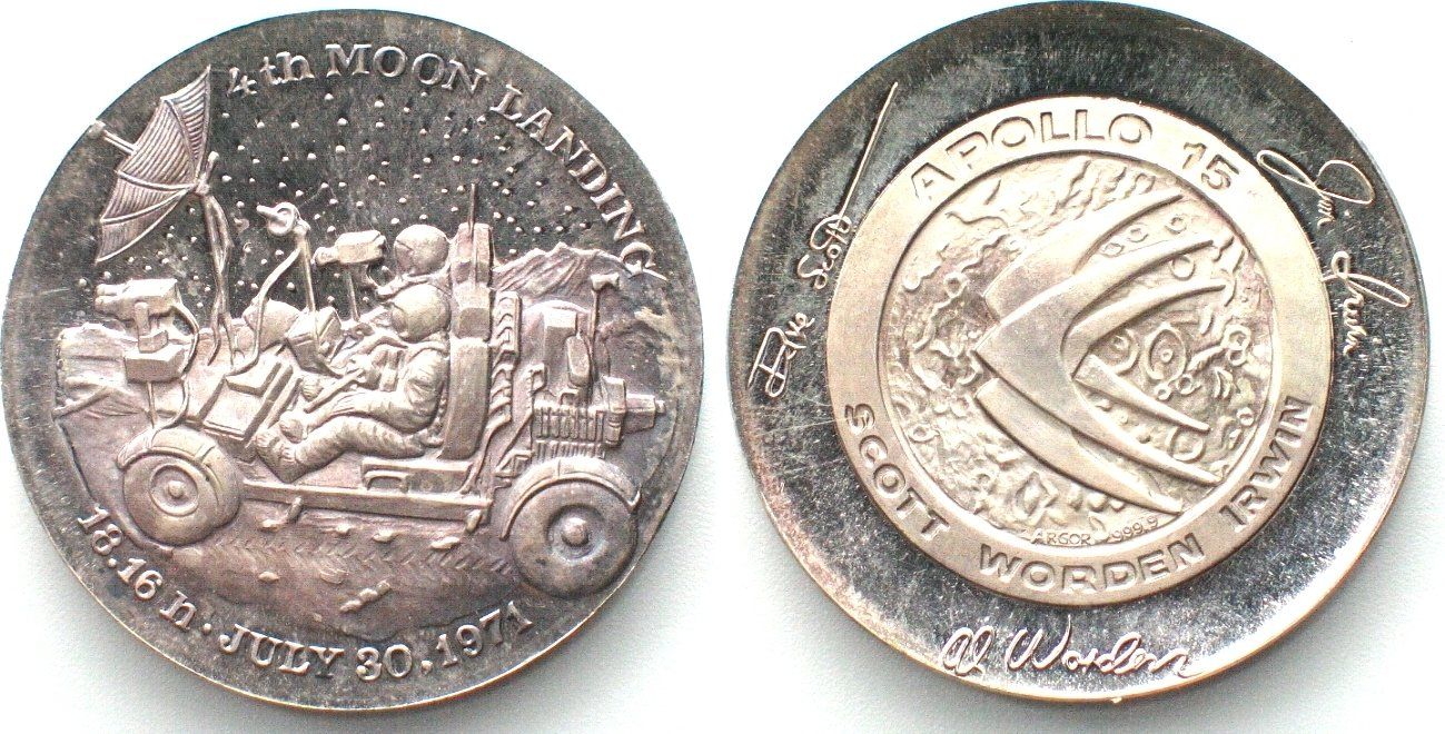 Medaglie: APOLLO 15 - 4TH MOON LANDING 1971 Silber PP – Usato da Riehen venduto da sesambestcoins2004