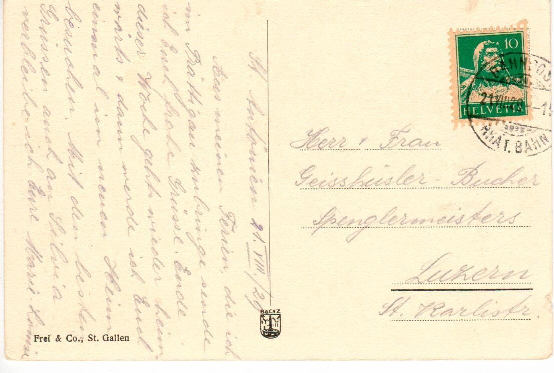 Cartoline postali: St. Antönien  1929 – Usato da Wolhusen venduto da Curver9 1
