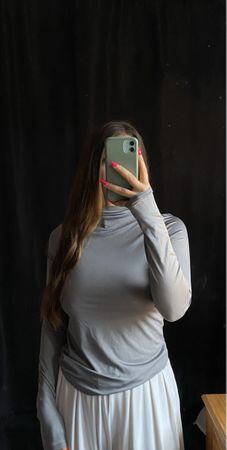 grey long sleeve top