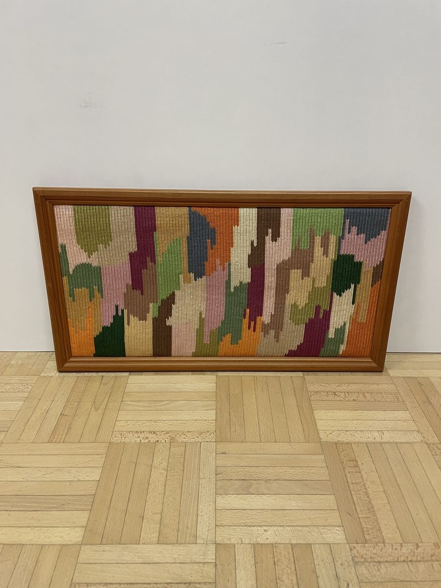 Dipinti: Abstrakte Kunst Textil Komposition gerahmt Camouflage Stoff – Usato da Zürich venduto da Vintagewiesel 1