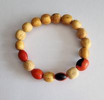 Palo Santo Holz Armband mit Huayruro Glücksbringer Samen.