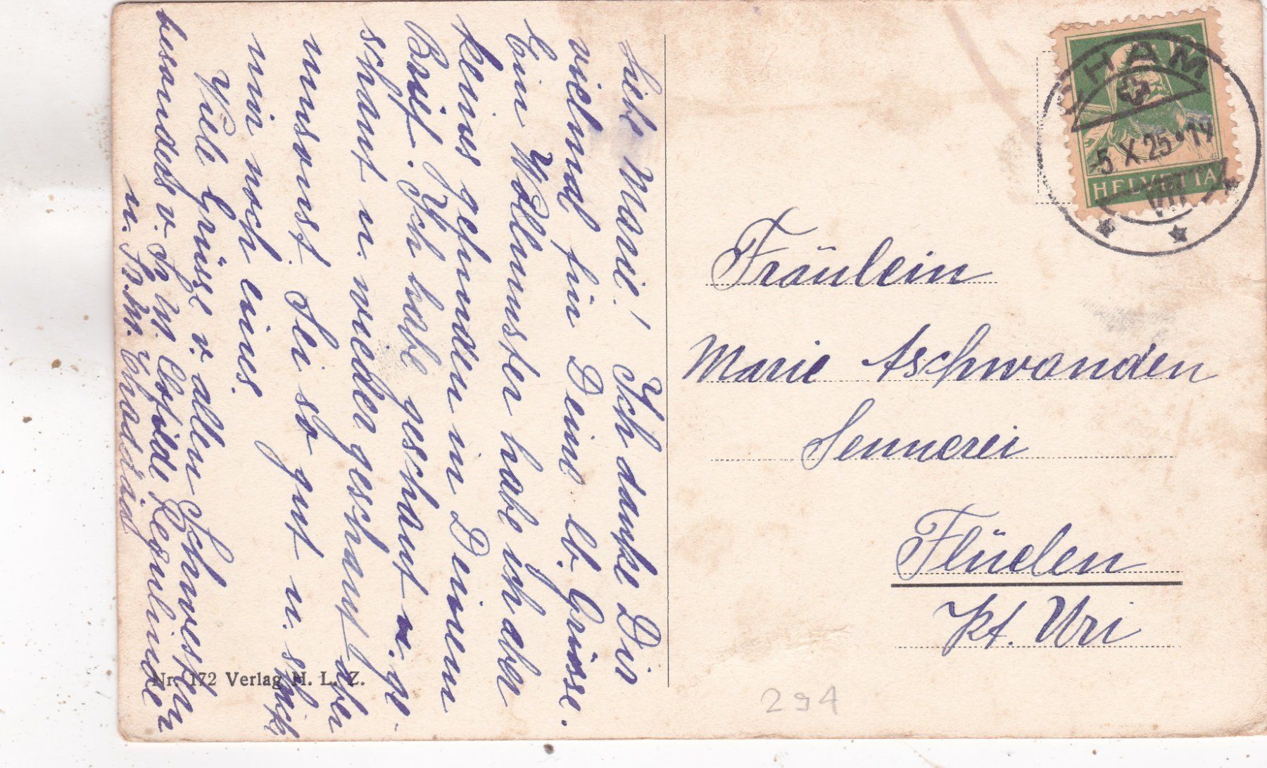 Cartoline postali: Institut Heiligkreuz Cham Südostseite 1925 – Difettoso da Herisau venduto da Lisegrat2008 1