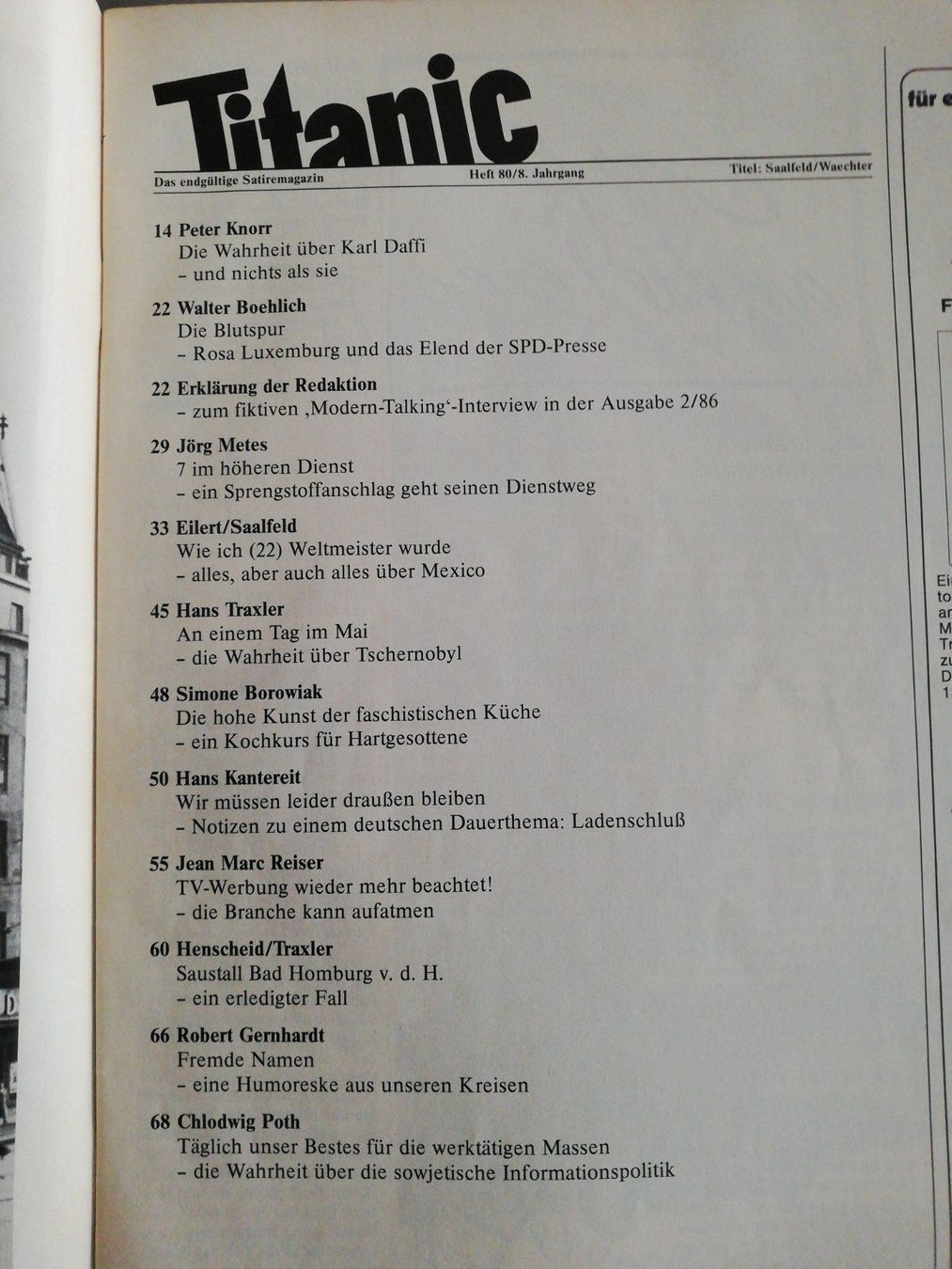 Zeitschriften & Magazine: Titanic / Satiremagazin von 1986 – Gebraucht aus zumikon von lotegrandote 2