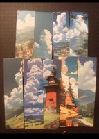 Lot de 9 marque-pages style anime paysages état neuf