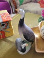 Vogel Figur Porzellan Perlhühner auf Stein vintage Dekoratio