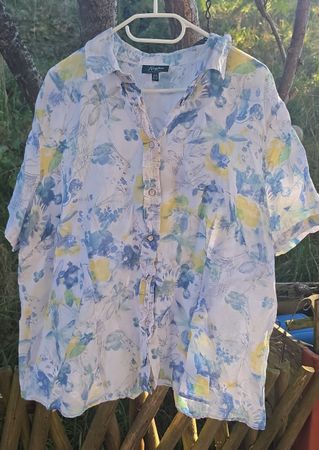 Chemise fleurs bleu jaune taille 52