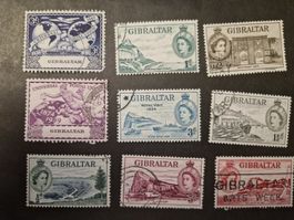 Briefmarken Gibraltar, 9 Stk, Queen Elizabeth, Top!