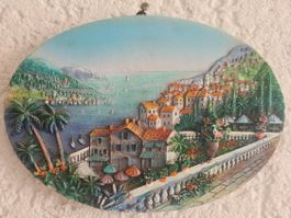 Dekorative 10 x 14 Wandplatte Meer-Motiv, Vintage relief