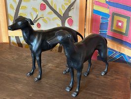 Zwei stehende Windhunde (Greyhounds)