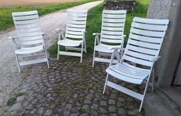 4 Gartenstühle, weiss, Brevetatto mit Sitzkissen