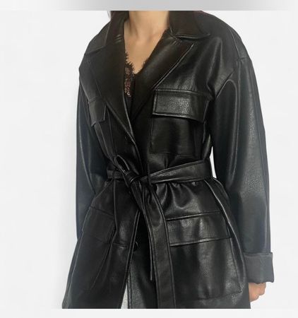 Veste en similicuir noir Boohoo