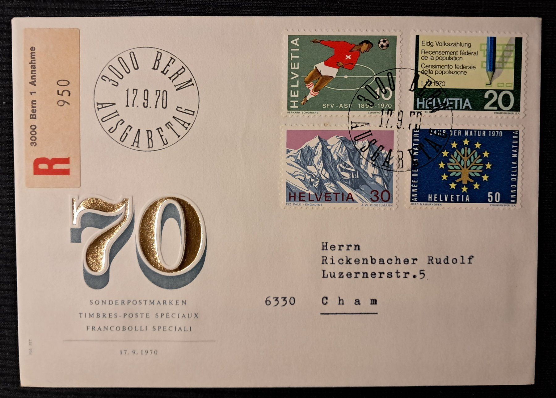 Tutti i francobolli: R-FDC - ET 17.9.70 BERN – Usato da Ponto Valentino venduto da giorgia06