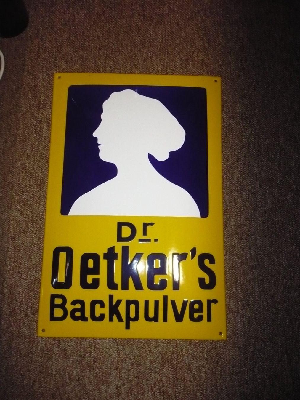 Insegne: Emailschild Dr. Oetker's Backpulver – Usato da Biberist venduto da Urmel
