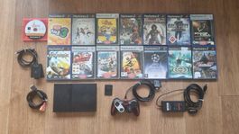 PS2 PlayStation 2 Slim Konsole Eye Toy 15 Spiele + Zubehöre