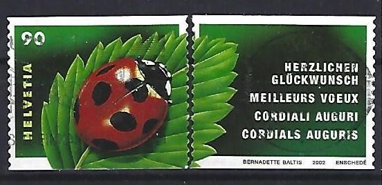 Alle Briefmarken: 2002 - Siebenpunkt Marienkäfer – Gebraucht aus Schaffhausen von poststamp