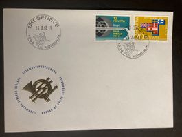 Schweiz 1968 Sonderstempel Genève Mondiaux EFTA Blindenstock
