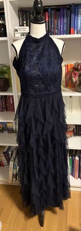 Vera Mont – elegantes dunkelblaues Abendkleid Gr. 42