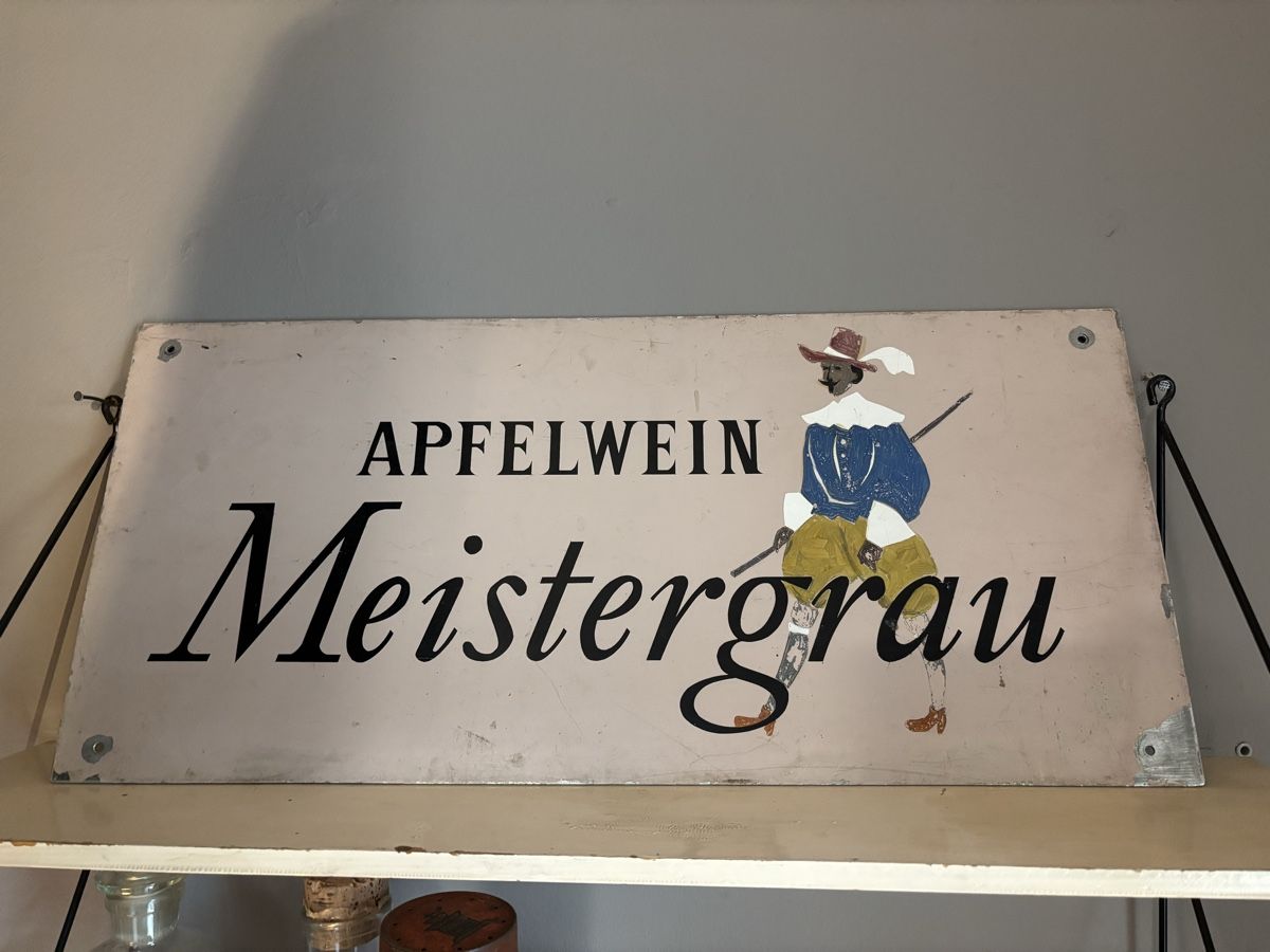 Insegne: Apfelwein Meistergrau Blechschild, kein Emailschild – Usato da Staufen venduto da timelessvintage