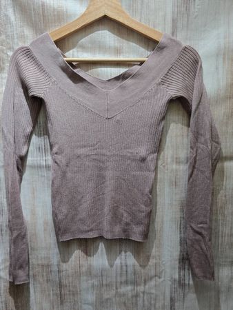 🎉 Off-Shoulder Rippstrick Pullover - XS - Altrosa