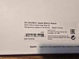Apple Watch Armband 45mm Grosse 10 Dark Cherry Solo Loop Neu