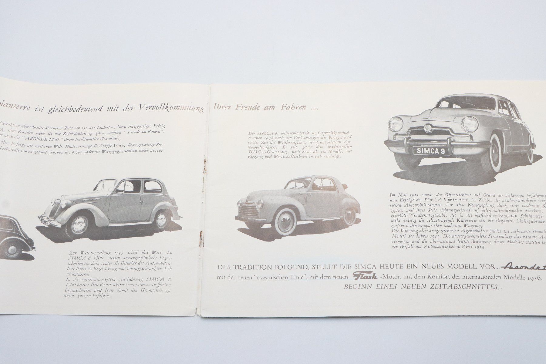 Simca Documents: Simca Aronde 1300 1956 Prospekt – D'occasion à Bühl b.Aarberg par Collectorpassions 2