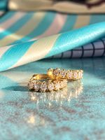 Mini créoles en argent doré et zircon - tampon 925