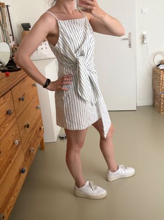 Robe Mango coton M rayée blanc bleu | Kleid Mango M