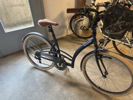 Frauen City Velo B-Twin Elops 320 blau sehr guter Zustand